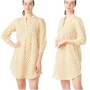 MABE Bessie Nightshirt mustard yellow white block print S small sleep nightgown